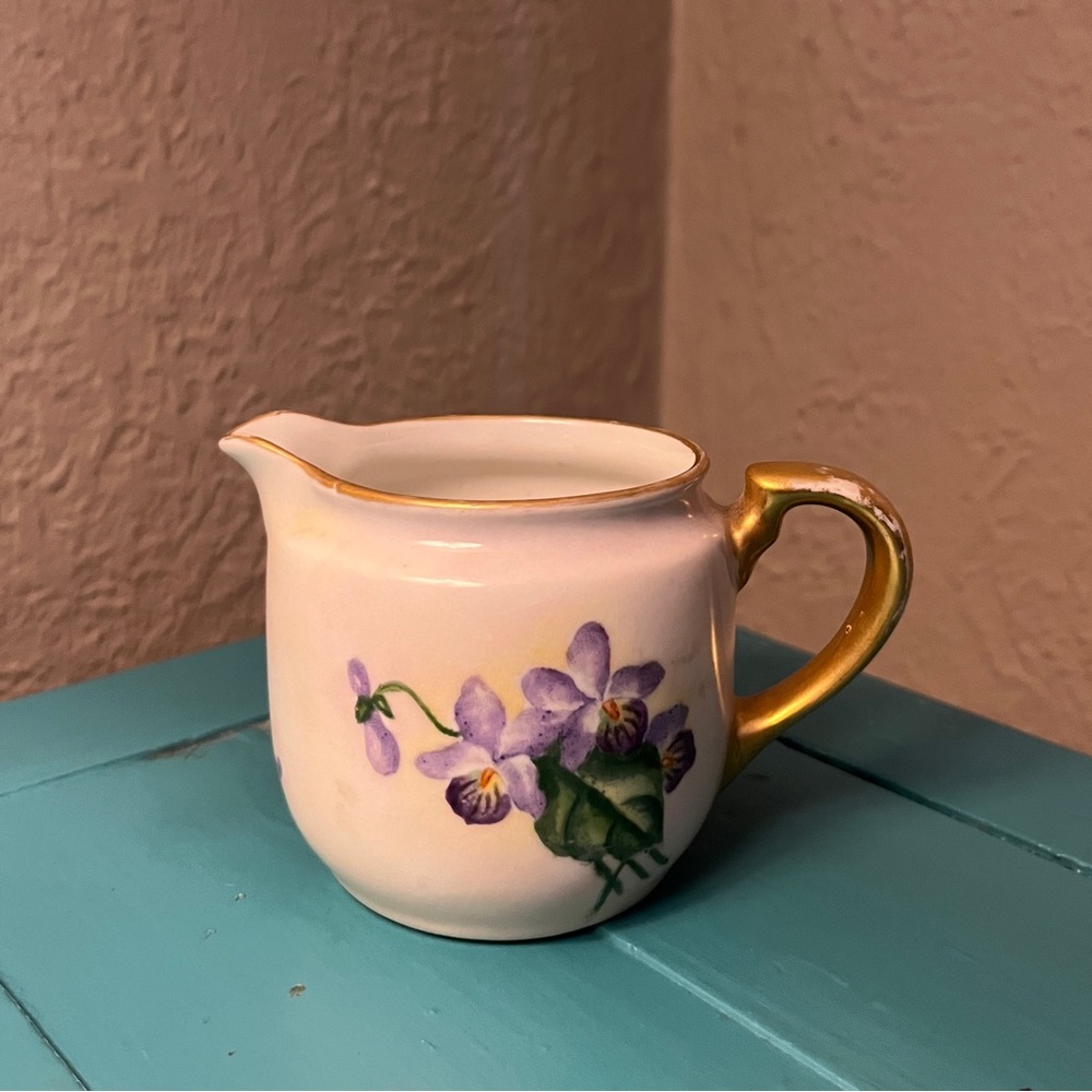 Nippon Creamer Hand Painted in Japan with Handle and Gold Trim